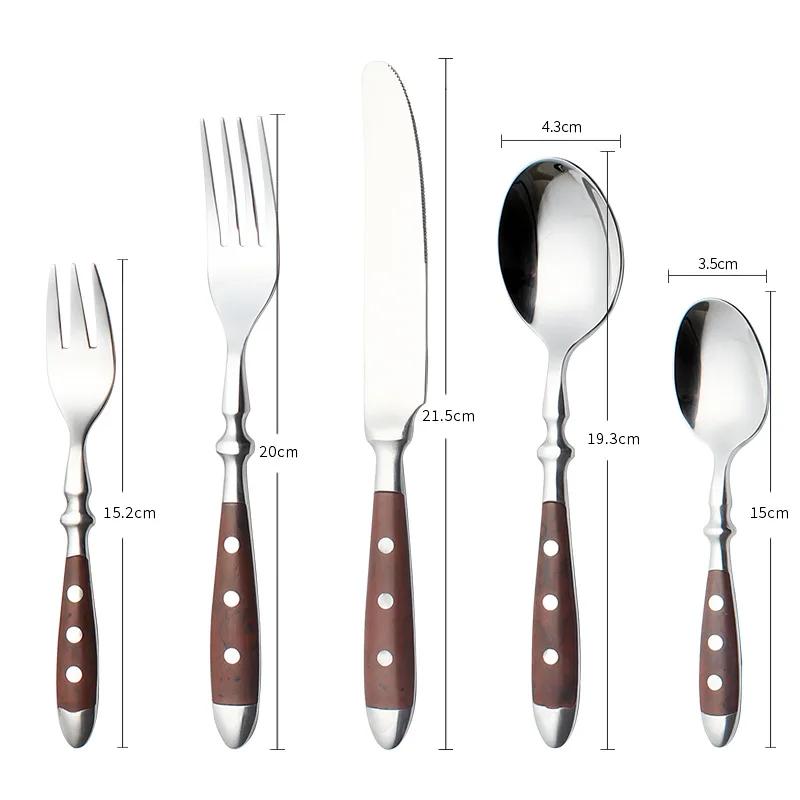 6piece stainless steel handle kitchen knife set suitable for home kitchen and dining room including steak knife forks and spoons