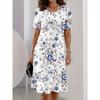 Summer Women Dress Casual Loose Short Sleeve O-Neck Print Mini Dress