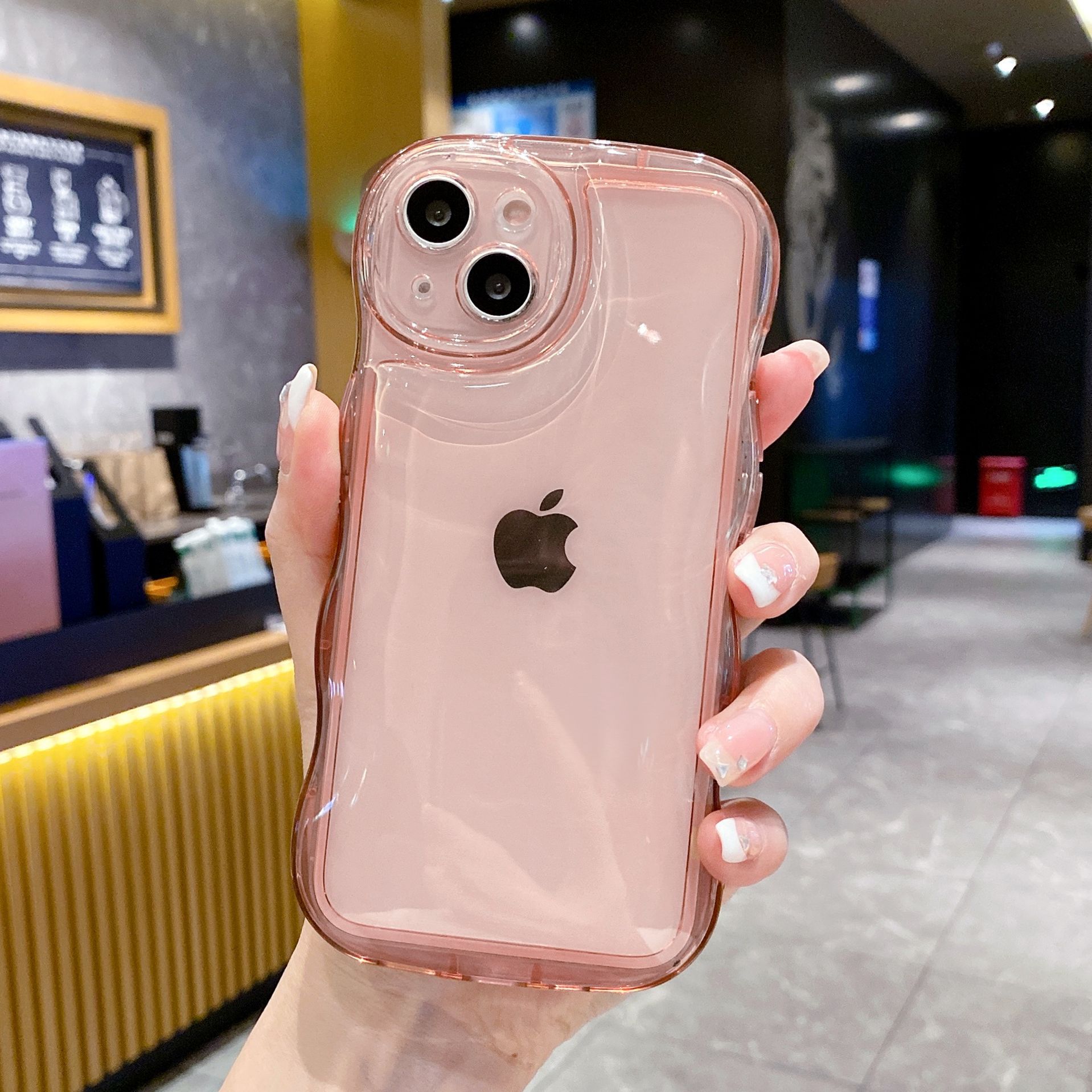 

Подходит для iPhone15 Прозрачный защитный чехол Apple 11 Волновой воздушный амортизатор Чехол для мобильного телефона 14 Пузырь Противоударный 12 Всесторонний 16 iphone16PROMAX розовый