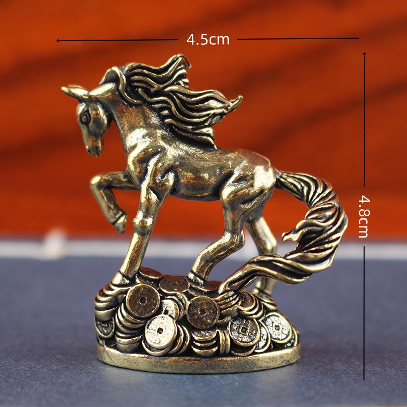 Vintage Brass Horse Figurine Money Stepping War Horse Ornament 2026 Zodiac Horse Home Office Desktop Decoration