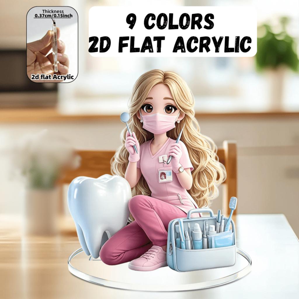 2D Flat Anime Dentist Acrylic Standee 9 Colors Available, Home Dental Clinic Decor Gift For Dentist Dental Hygienist Anime Fans