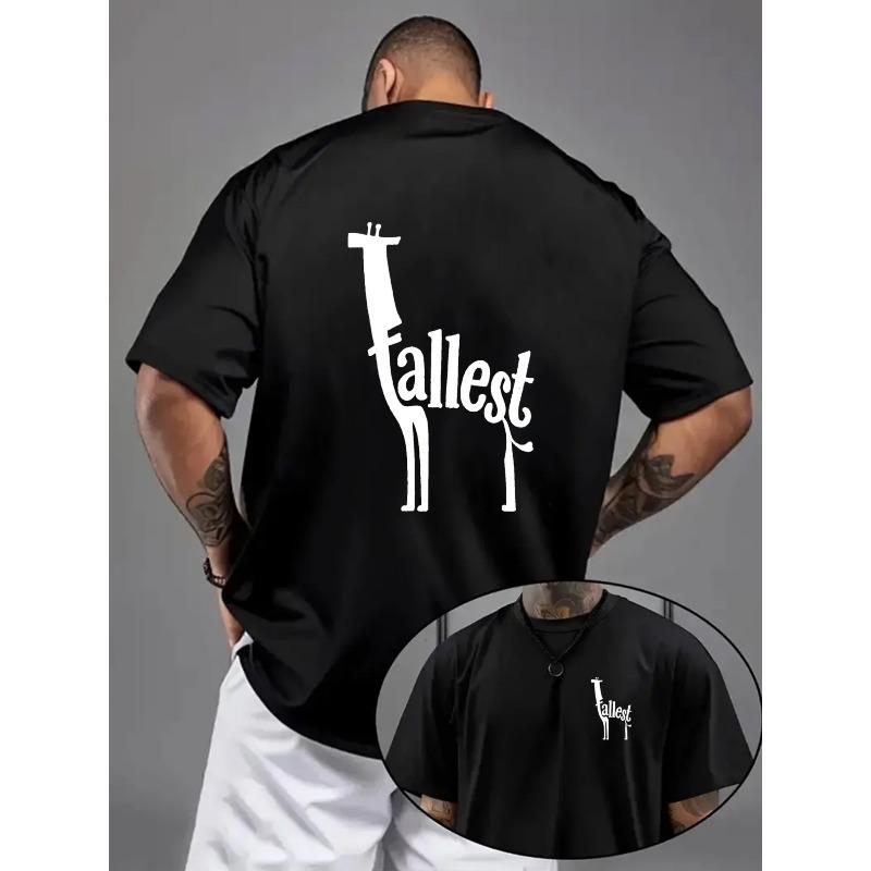 European sizes Men S Drop Shoulder T-Shirt, Tallest Giraffe, Giraffe Double-Sided Pattern Men S Loose-Fit T-Shirt, New Popular Style Men S Clothing S чёрный