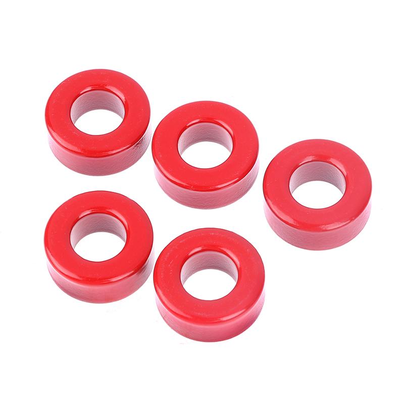 5 Pcs 27*14*11 Mm 10microO T106-2 Iron Ferrite Toroid Coresfor Inductors Iron Powder Core Red Ring Low Permeability