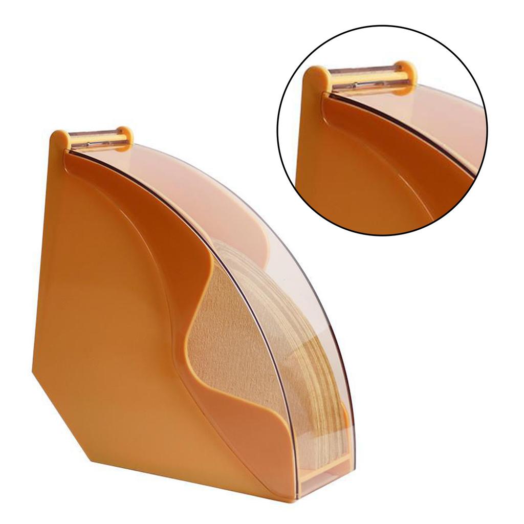 Kaffee-Filterhalter aus Acryl mit Deckel Fächerförmige Filterpapier Staubdichte Aufbewahrungsbox Spenderbehälter Gelb