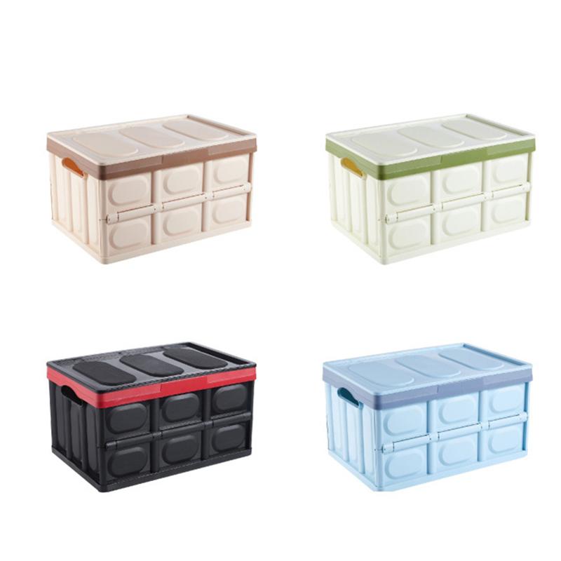 30L Household Folding Storage Box With Lid Storage Box Laundry Basket Closet Storage Box Plastic Storage Box кофейный