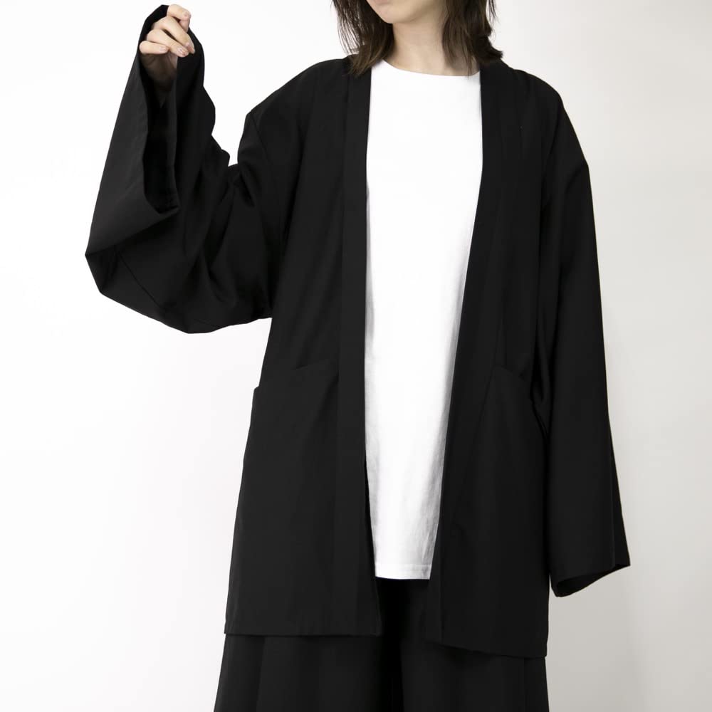 Le Sucood Yukata Motif Japanese Style and Plus Loose Unique Summer Solid Black Cardigan, Jinbei, Kimono, Hakama, Haori, Men's Women's, Sizes, Fit,