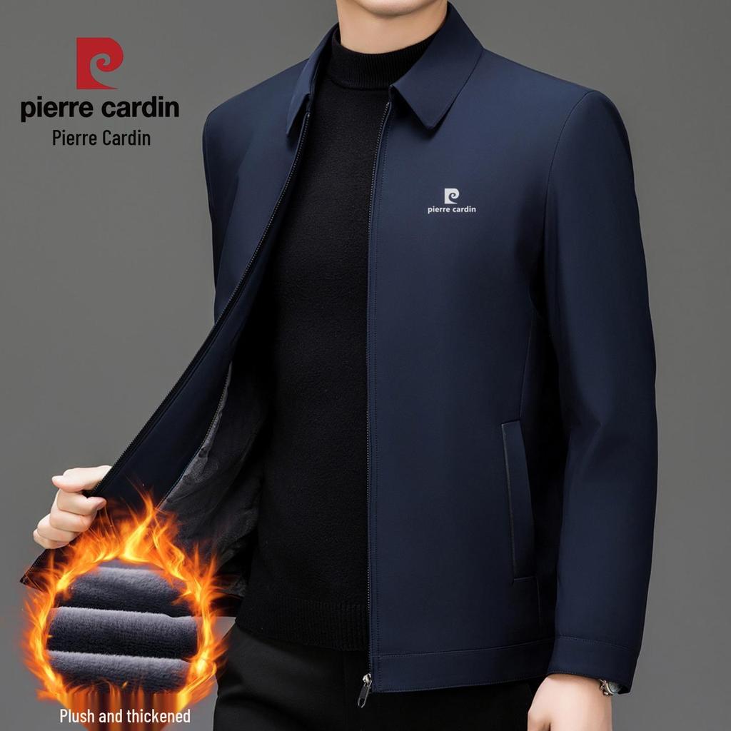 Pierre Cardin Men's Executive Plus Velvet Lapel Jacket - 2025 Autumn/Winter Mid-Aged Dad Suit Collar Outerwear
