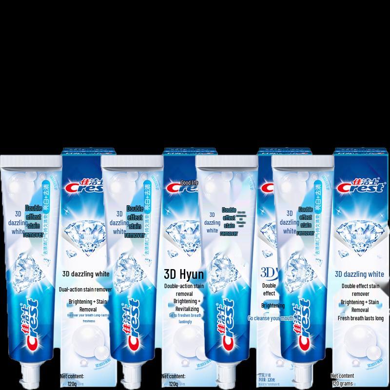 Crest 3D White Dual Action Whitening Toothpaste, 120g x 4 Pack