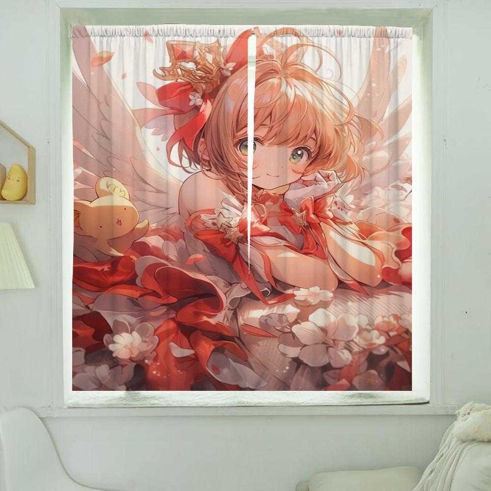 Kitchen Curtains for Living Room 2 Pieces Blackout Curtains Door Curtain C-cardcaptor S-sakura Bedroom Decoration Partition Home