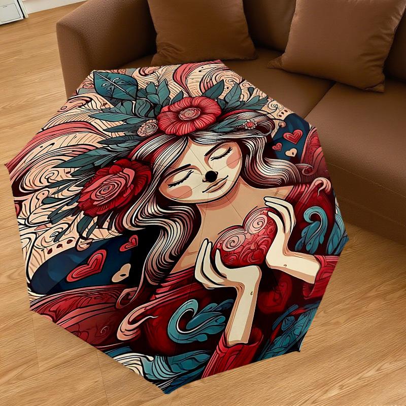 1pc Heart Love Automatic Open/Close Umbrella Compact Folding Umbrella with 8-Rib Shaft for Women/Men, Elegant Birthday1227S