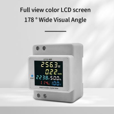 Electricity Meter with LCD Color Screen Voltmeter and Automatic Data Storage for Current Power Factor Power Consumption Frequency