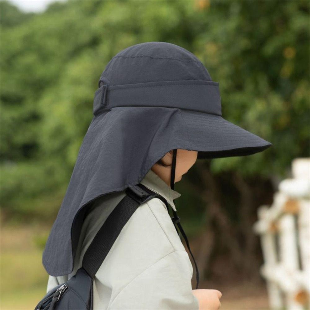 Large Brim Hat Children's Thin Bucket Hat With Cape Beach Hat New Sun Hat