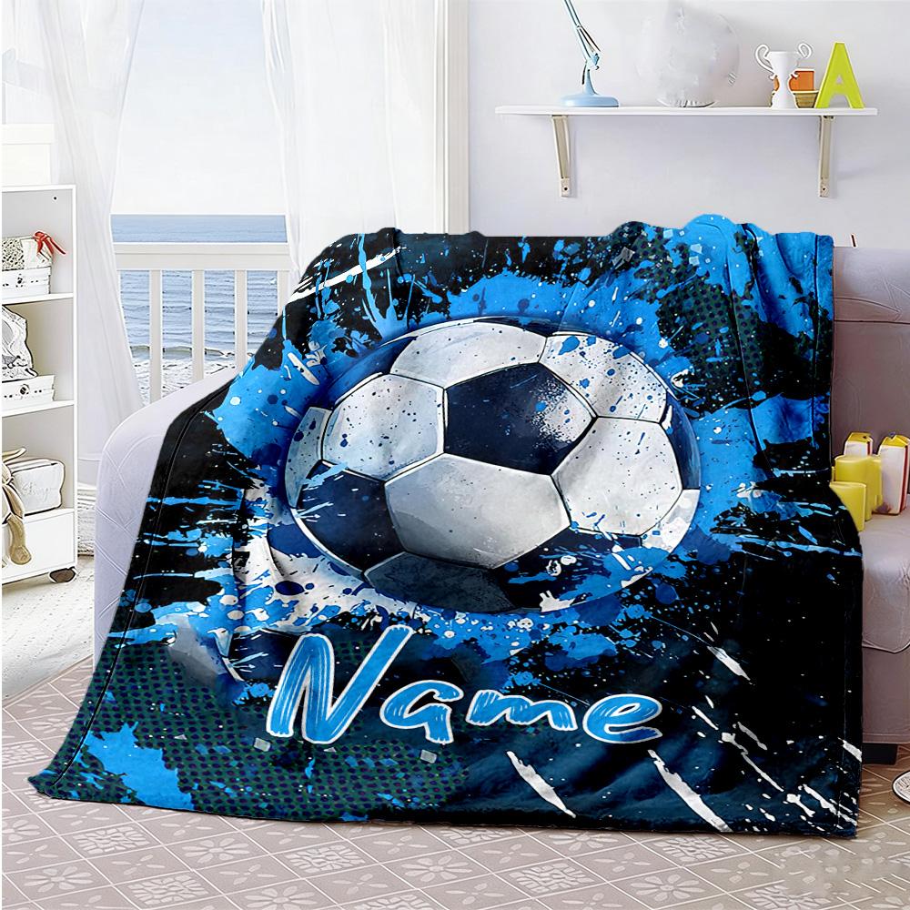 Football78 Customize Your Name Blanket Multi-purpose Customizable Blanket Soft Warm Cozy for Office Bedding Living Room Chair Ideal for All Seasons