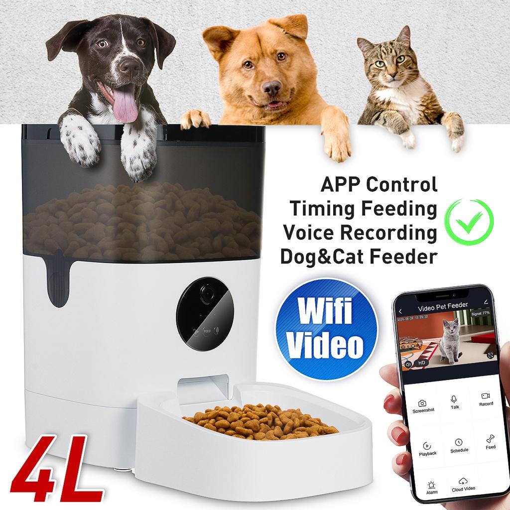 Αυτόματη τροφοδοσία κατοικίδιων 4L APP Έλεγχος χρονισμού τροφοδοσίας Φωνητική εγγραφή Διανομέας τροφών για κατοικίδια Βίντεο/Έκδοση WiFi/κουμπιού