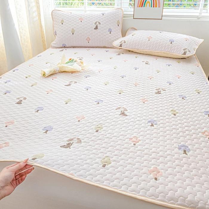Ice silk mat cool mattress protective cover 3-piece set machine washable cool air conditioner seat