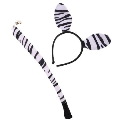 1 Set Zebra Kostymtillbehör Zebraöron Hårband Svans Djur Cosplay Halloween Julparty Scenuppträdanden Klä Ut