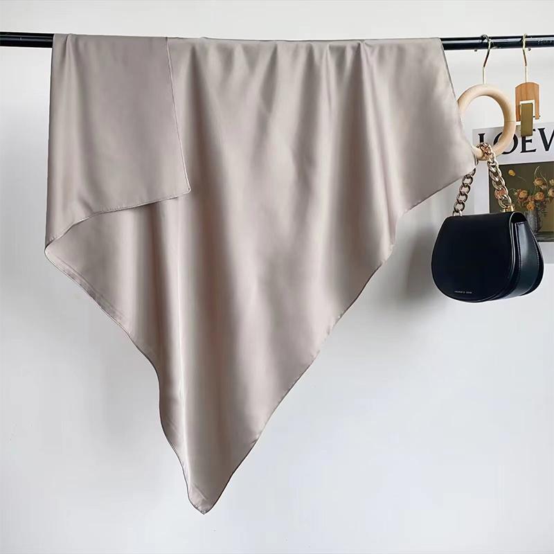 90Cm Solid Colors Neckerchief Hijab Scarf For Women Silk Satin Headband Hair Scarves Female Square Shawls Head Scarfs For Ladies