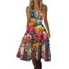 Women's Casual Fashion Independence Day Print V-Neck Retro Sleeveless Dress