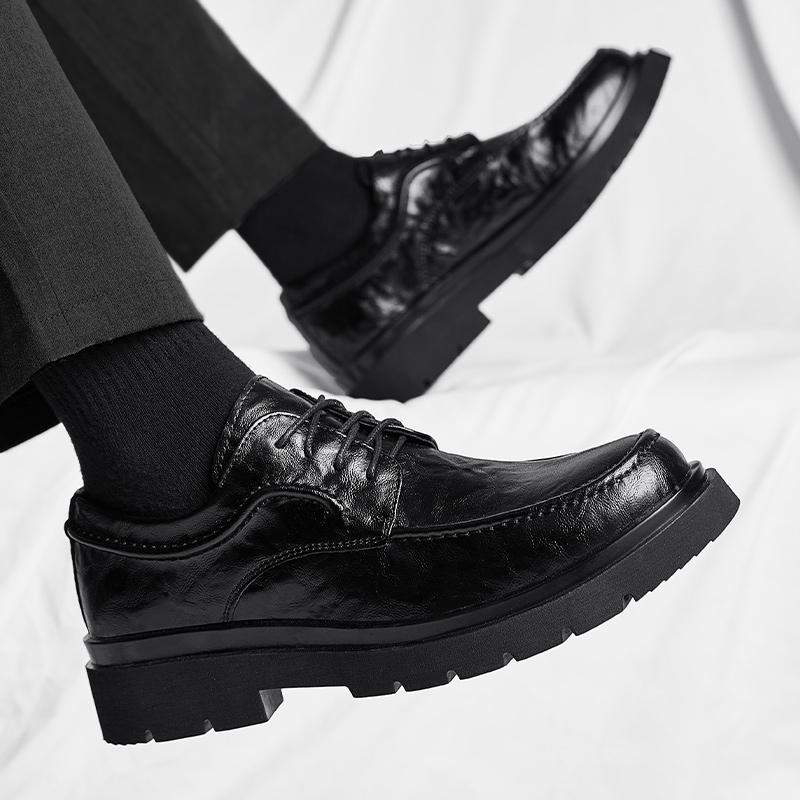 Mode Business Herren Lederschuhe mit dicker Sohle Klassischer Schwarzer Gentleman-Stil Outdoor Formelle Party Täglich Büro Qualitätsschuhe Heiß