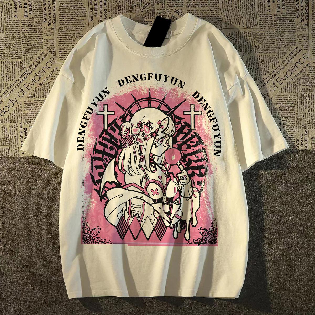 

Japanesestyle Anime Character Themed Brandprint Shortsleeved Tshirt for Women and Unisex Suitable for Summer for Couples M