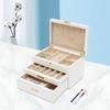 3-Layer Jewelry Organizer Box for Women, Modern White Jewelry Storage Box with Plush Lining, Rectangular Jewelry Display Case