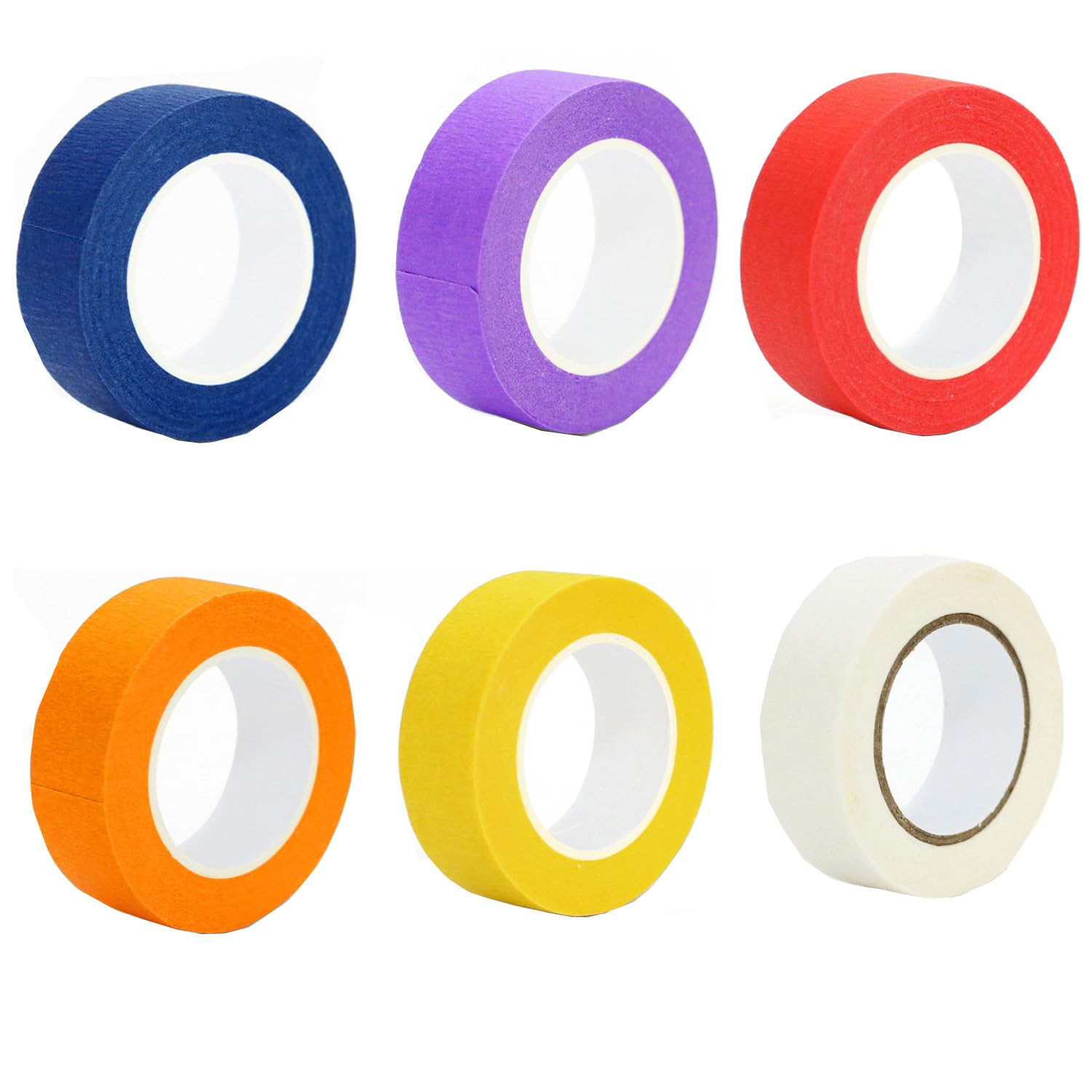 Masking Tape 15mm x 13m Set Duct Tape Colorful Masking Tape Plain Paper Tape for and DIY 6-Color Crafts, Painting,