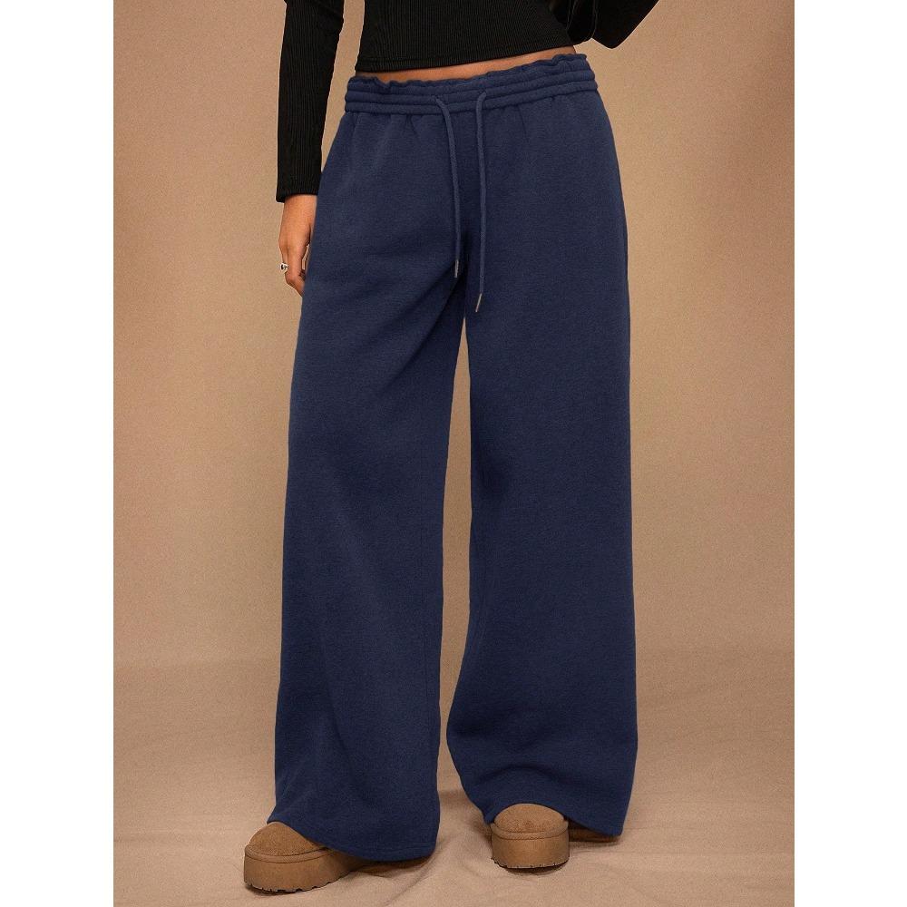 Winter Elastic and Plush Loose Wide Leg Sports and Leisure Pants