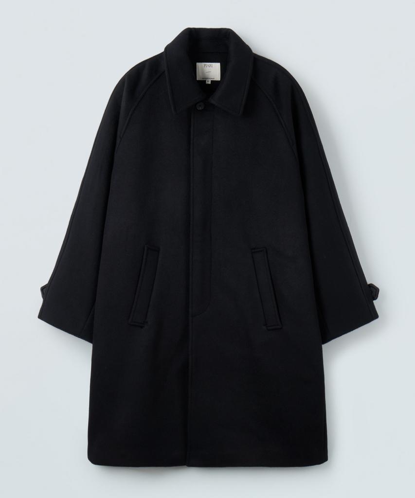 Piari Poise Wool Balmacaan Coat (Black)