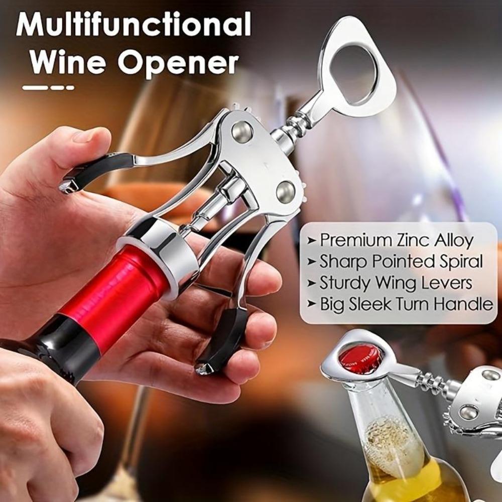 Ergonomic Zinc Alloy Winged Corkscrew - Easy-Grip Wine Bottle Opener For Men, Women & Wine Enthusiasts - Perfect Gift For Birthdays, Anniversaries