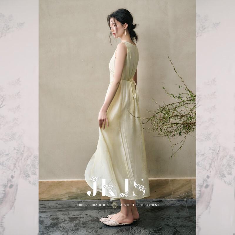JK&JS Tencel Jacquard Embroidered New Chinese Style Vest Dress