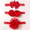 New Baby Headband, Children's Nylon Bow Flower Headband, Three-piece Set Baby Elastic Hair Accessories