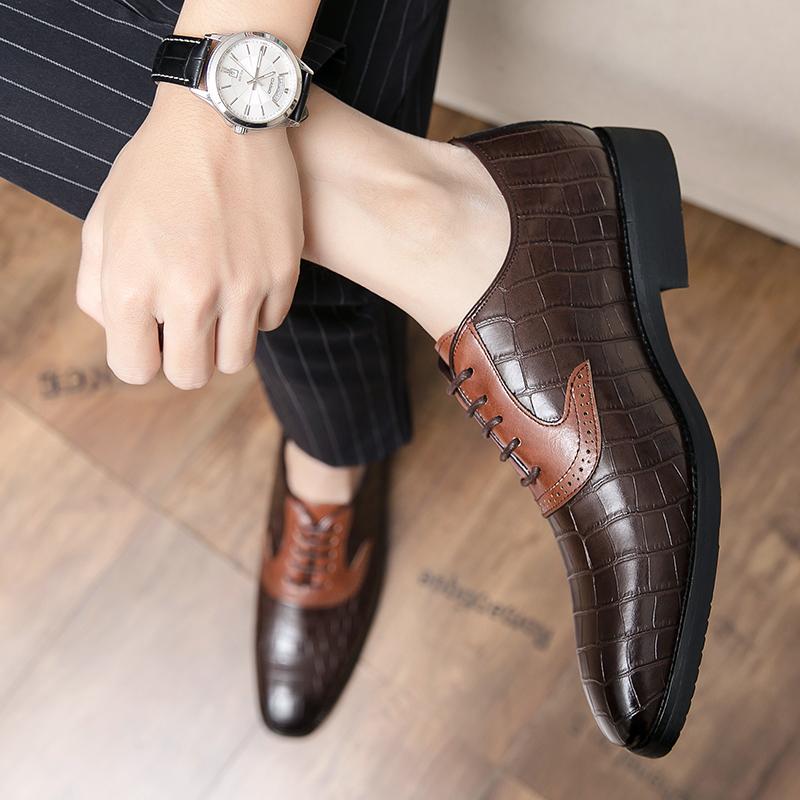 Oxford Dress Shoes Men lace up office work Leather Suit Shoes Footwear Wedding Formal Italian Casual shoes men big size 48