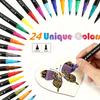 24-color Double-headed Black Pen Marker, Sketch Book and Painting Pen Set, Fine Tip and Wide Tip Design, Two-in-one Professional Art Supplies