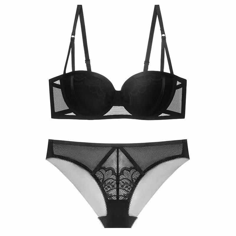 European & American Lace Push-Up Bra Set: Enhance Small Chests, Side Support Uplift, Anti-Sagging Design