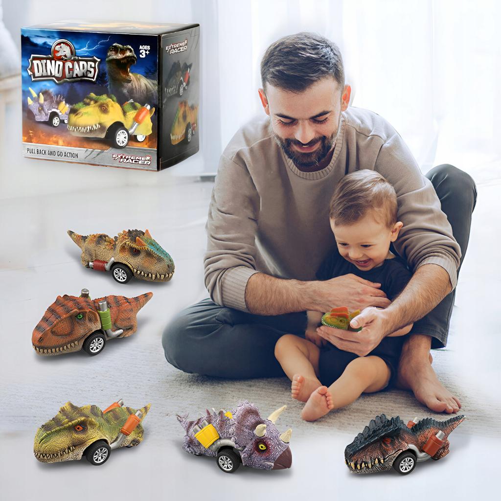 Autka Dinozaury Samochody Szybkie T-Rex Z Napędem Naciągiem Zestaw 6 Szt.