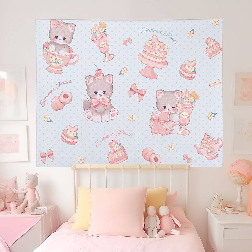 

Lolita Atmosphere Decor Tapestry Warm Decoration for Girl Room Dorm Bedroom Wall Renovation Tapestry Atmosphere Background Cloth 74x94cm(29x37in)