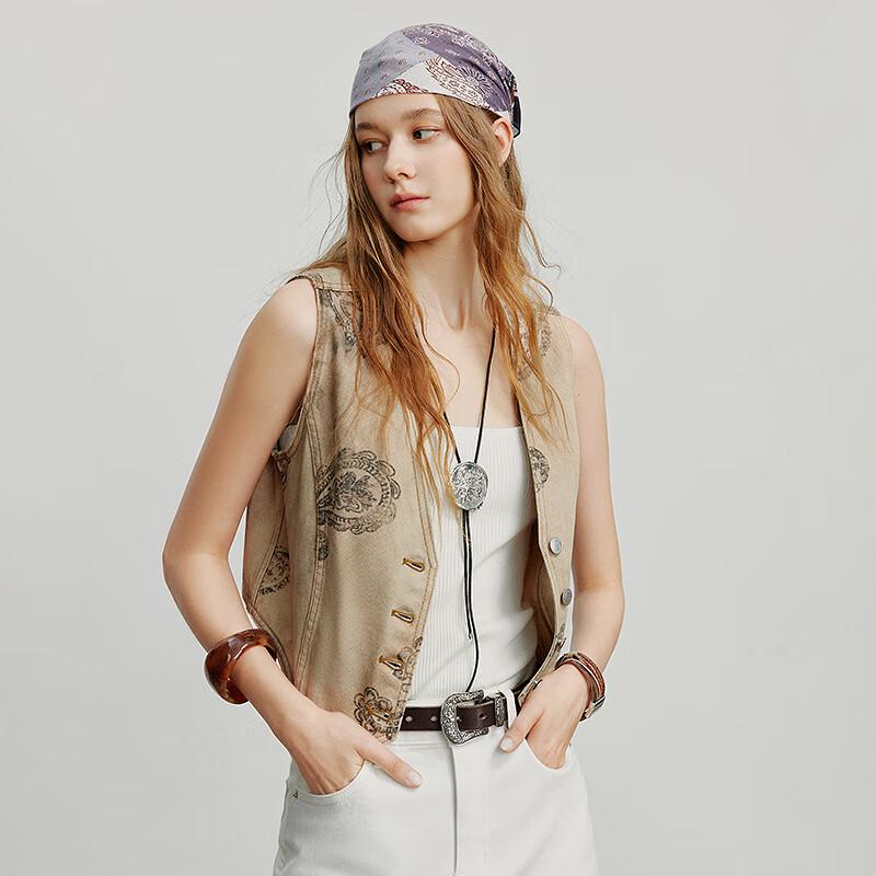 Chuyu Women's Retro Old Money Style Short Denim Vest