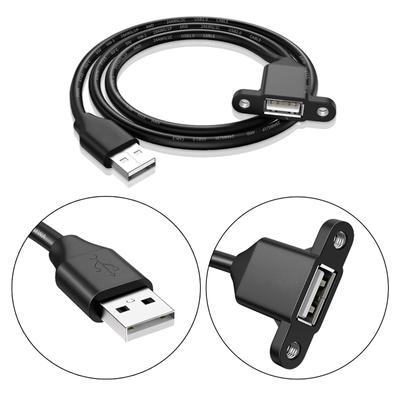 USB 2.0-Verlängerungskabel, Stecker auf Buchse, mit Schrauben zur Schalttafelmontage, schnelles Datenübertragungskabel, 25/50/100/150/200/300/500 cm