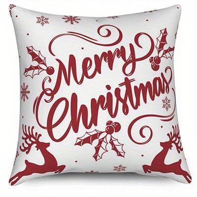 Home Decor Red & White Christmas Pattern Pillow Covers Pattern Cushion Cover Suitable For Sofa Bedroom Car Pillow Cover