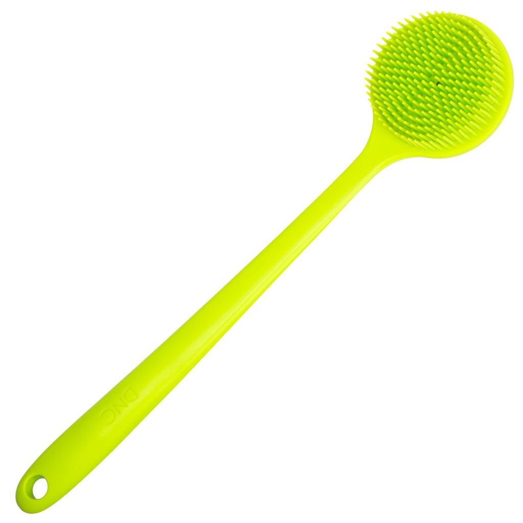 DNC Soft Silicone Back Scrubber Shower Softening Bath Body Brush with Long Handle, BPA-Free, Hypoallergenic, Eco-Friendly (Green)