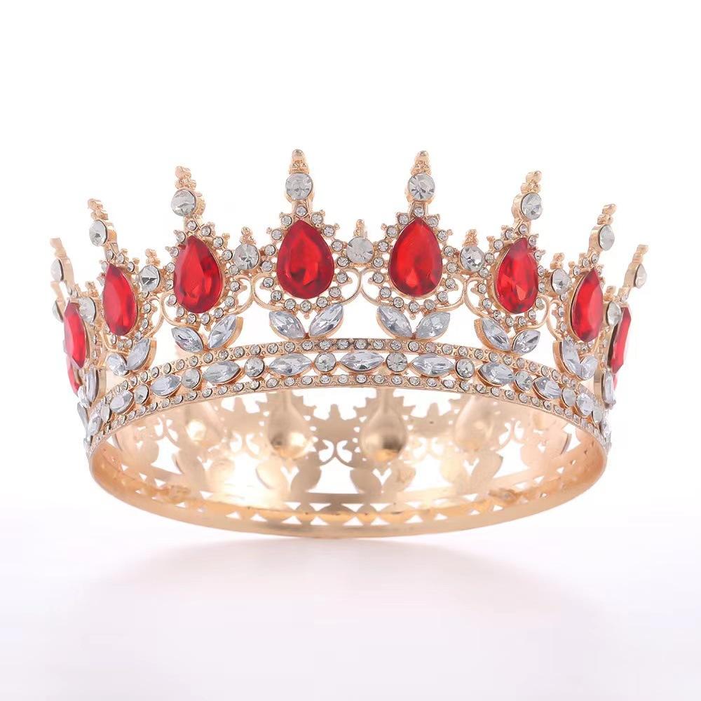 New Baroque Bride's Crown Headwear Beauty Queen's Performance Crown Luxurious Lady's Full Round Crown