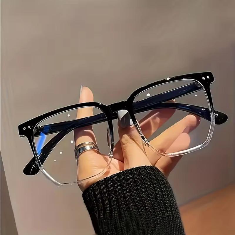 Square Fashion Anti Blue Light Photochromic Glasses for Men and Women Full Rim Lightweight Plastic Frame