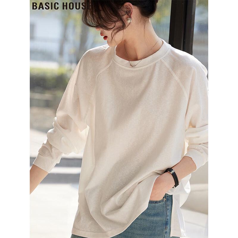 Basic House Women s Round Neck Long Sleeve Relaxed Fit T-Shirt XL