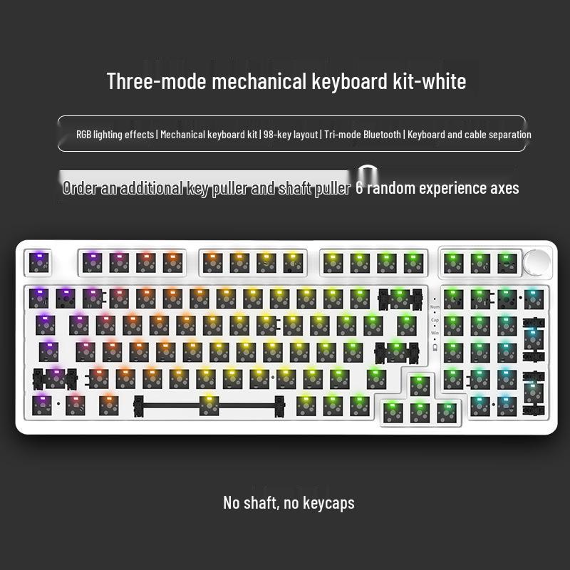 98-Key Wireless Bluetooth Three-Mode Mechanical Keyboard - Gaming, Esports, Office, PBT Transparent DIY Customization