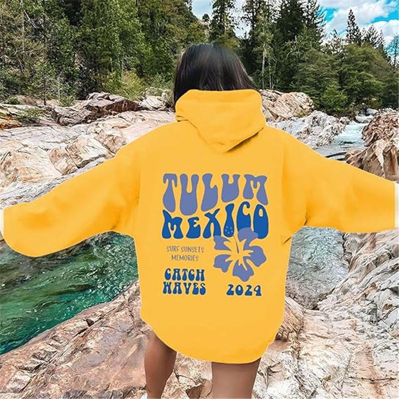 New S--5XL European Size Women's Shoulder Sleeves Threaded Cuffs Hem Sweater Hoodie Oversized Letter Printing