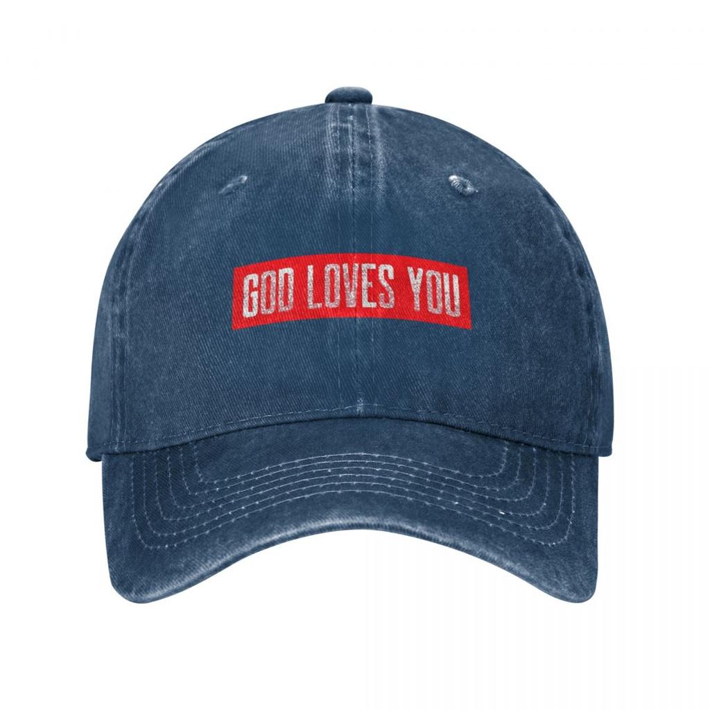 GOD LOVES YOU Custom Retro Denim Washed Baseball Caps Male Cowboy Dad Hats Camping Womens Trucker Cap