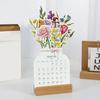 Календарь на стол 2025 Bloomy Flower Креативный деревянный календарь-карточка Высококачественный настольный календарь-иллюстратор Календарь-вставка карточек
