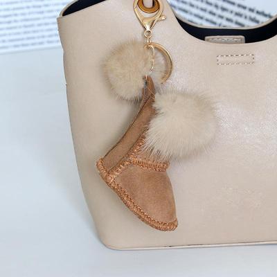 Cute Fur Hand-sewn PU Leather Bag Pendants Fashion Women Couple Gift Handbag Backpack Accessories