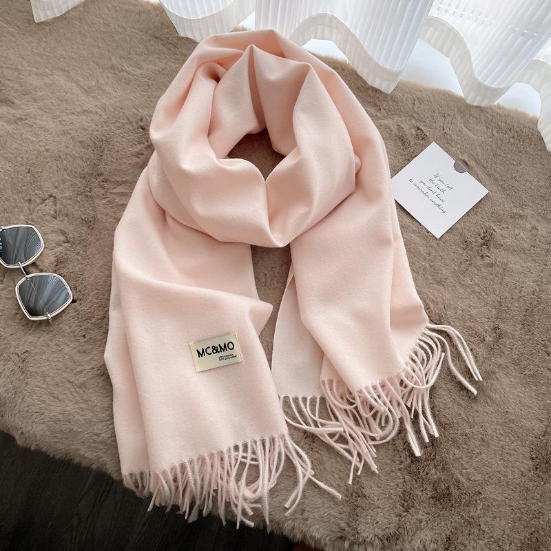 Solid color imitation cashmere scarf women's winter men's couple shawl dual-purpose warm long thickened