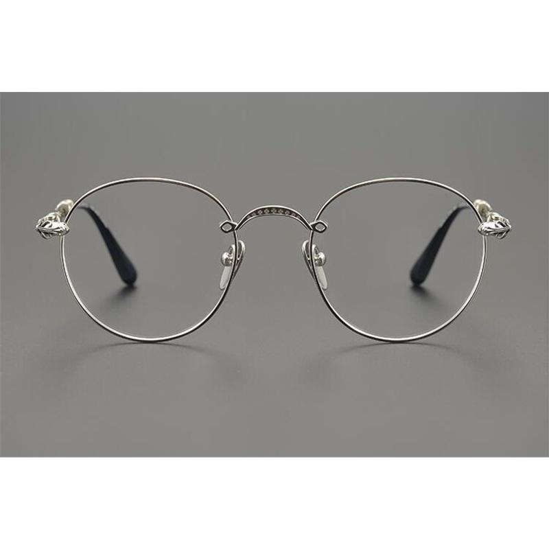 Handmade CHAR trendy and versatile glasses frame, ultra-light pure titanium retro round frame with anti-blue light myopia frame for men and women